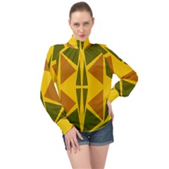  Abstract Geometric Design   Geometric Fantasy  Terrazzo  High Neck Long Sleeve Chiffon Top by Eskimos