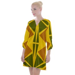  Abstract Geometric Design   Geometric Fantasy  Terrazzo  Open Neck Shift Dress by Eskimos