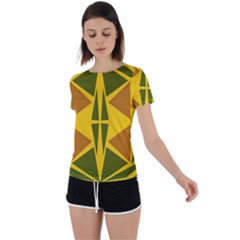  Abstract Geometric Design   Geometric Fantasy  Terrazzo  Back Circle Cutout Sports Tee by Eskimos