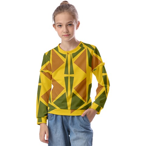  Abstract Geometric Design   Geometric Fantasy  Terrazzo  Kids  Long Sleeve Tee With Frill  by Eskimos