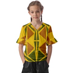  Abstract Geometric Design   Geometric Fantasy  Terrazzo  Kids  V-neck Horn Sleeve Blouse by Eskimos