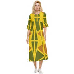  Abstract Geometric Design   Geometric Fantasy  Terrazzo  Double Cuff Midi Dress by Eskimos