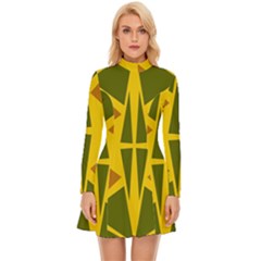  Abstract Geometric Design   Geometric Fantasy  Terrazzo  Long Sleeve Velour Longline Dress by Eskimos