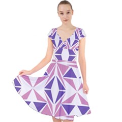 Abstract Pattern Geometric Backgrounds  Cap Sleeve Front Wrap Midi Dress by Eskimos