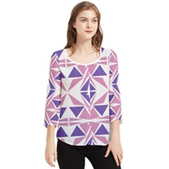 Abstract Pattern Geometric Backgrounds  Chiffon Quarter Sleeve Blouse by Eskimos