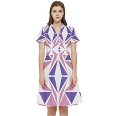 Abstract Pattern Geometric Backgrounds  Short Sleeve Waist Detail Dress by Eskimos