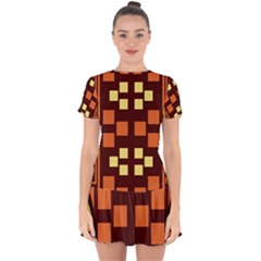 Abstract Pattern Geometric Backgrounds  Drop Hem Mini Chiffon Dress by Eskimos