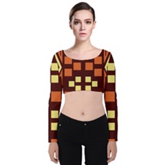 Abstract Pattern Geometric Backgrounds  Velvet Long Sleeve Crop Top by Eskimos