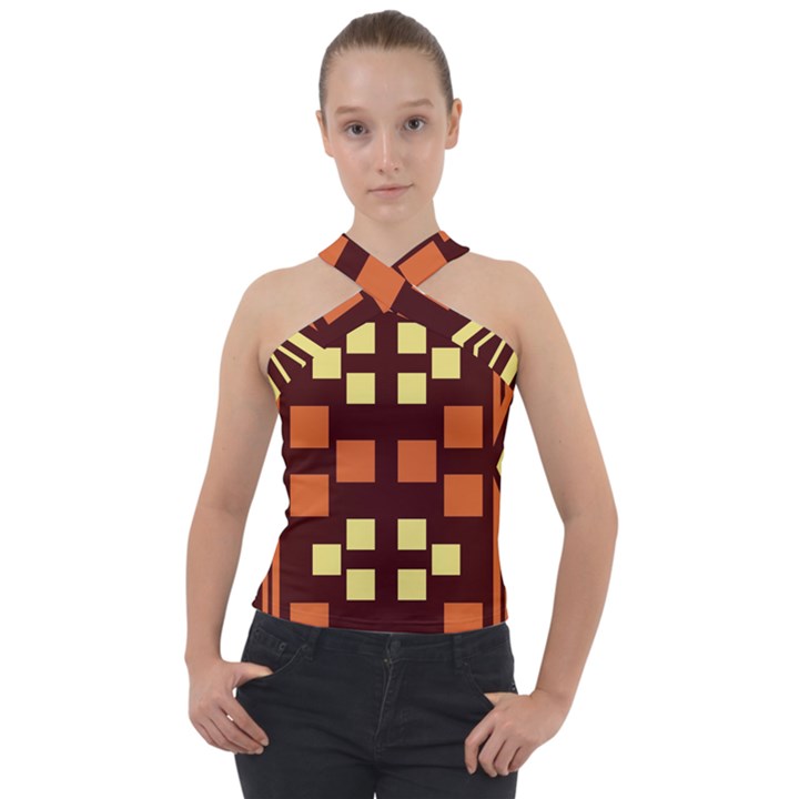 Abstract pattern geometric backgrounds  Cross Neck Velour Top