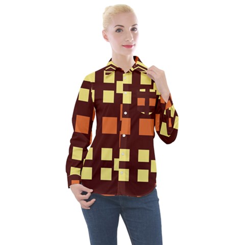 Abstract Pattern Geometric Backgrounds  Women s Long Sleeve Pocket Shirt by Eskimos