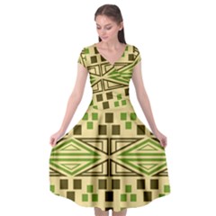 Abstract Pattern Geometric Backgrounds  Cap Sleeve Wrap Front Dress by Eskimos