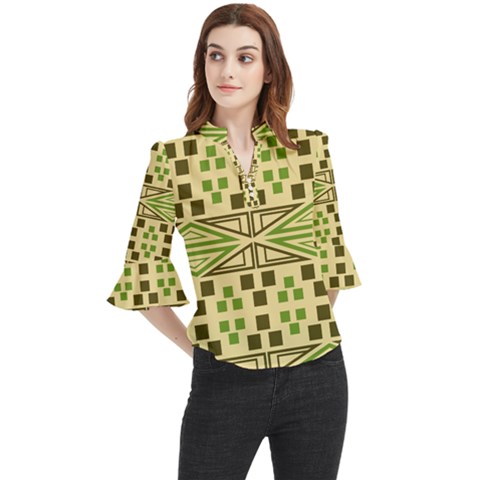 Abstract Pattern Geometric Backgrounds  Loose Horn Sleeve Chiffon Blouse by Eskimos