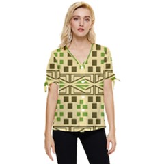 Abstract Pattern Geometric Backgrounds  Bow Sleeve Button Up Top by Eskimos