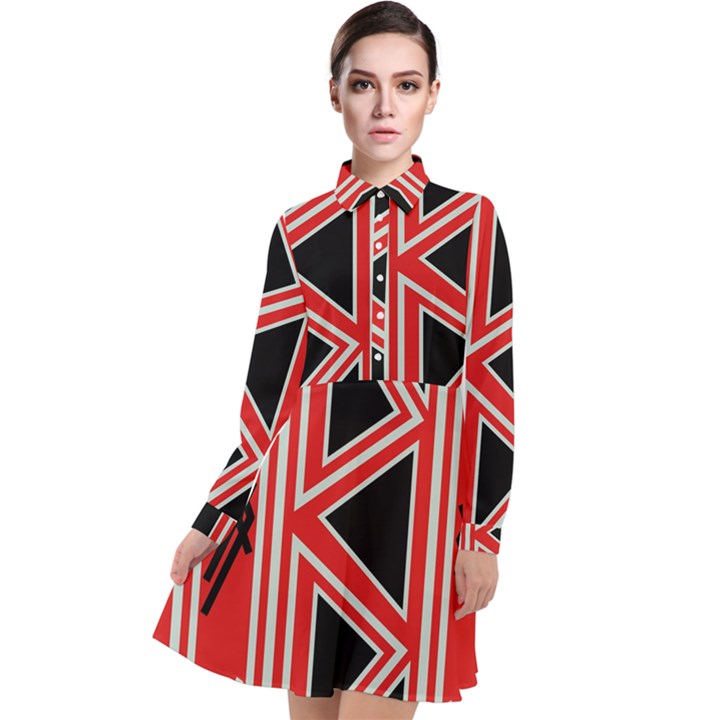 Abstract pattern geometric backgrounds  Long Sleeve Chiffon Shirt Dress