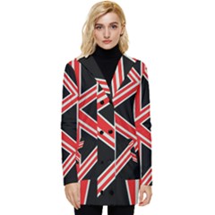 Abstract Pattern Geometric Backgrounds  Button Up Hooded Coat 