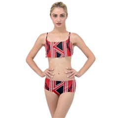 Abstract Pattern Geometric Backgrounds  Layered Top Bikini Set by Eskimos