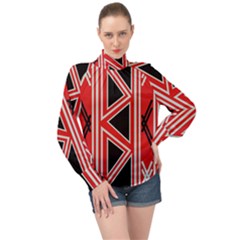 Abstract Pattern Geometric Backgrounds  High Neck Long Sleeve Chiffon Top by Eskimos