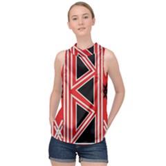 Abstract Pattern Geometric Backgrounds  High Neck Satin Top by Eskimos