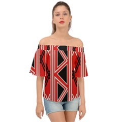 Abstract Pattern Geometric Backgrounds  Off Shoulder Short Sleeve Top by Eskimos