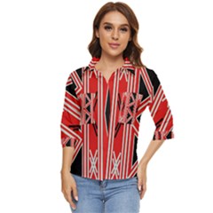 Abstract Pattern Geometric Backgrounds  Women s Quarter Sleeve Pocket Shirt