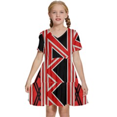 Abstract Pattern Geometric Backgrounds  Kids  Short Sleeve Tiered Mini Dress by Eskimos