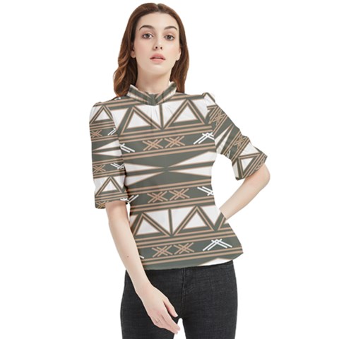 Abstract Pattern Geometric Backgrounds  Frill Neck Blouse by Eskimos