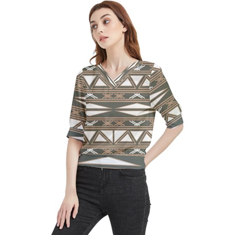 Abstract Pattern Geometric Backgrounds  Quarter Sleeve Blouse by Eskimos