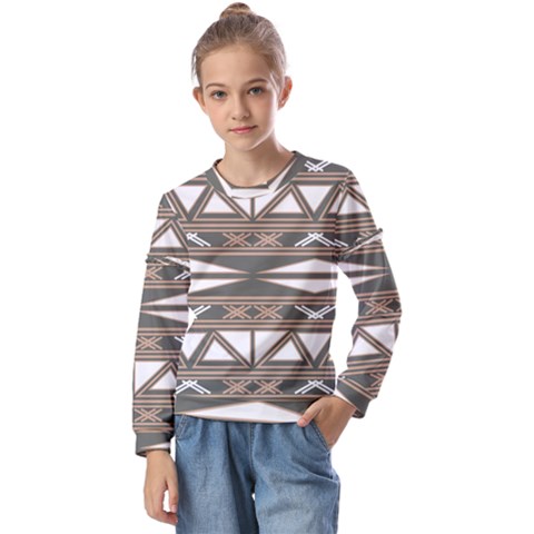 Abstract Pattern Geometric Backgrounds  Kids  Long Sleeve Tee With Frill  by Eskimos