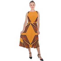 Abstract Pattern Geometric Backgrounds  Midi Tie-back Chiffon Dress by Eskimos