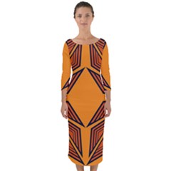 Abstract Pattern Geometric Backgrounds  Quarter Sleeve Midi Bodycon Dress by Eskimos