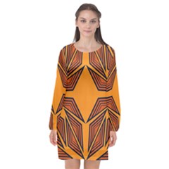 Abstract Pattern Geometric Backgrounds  Long Sleeve Chiffon Shift Dress  by Eskimos