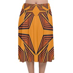 Abstract Pattern Geometric Backgrounds  Velvet Flared Midi Skirt by Eskimos