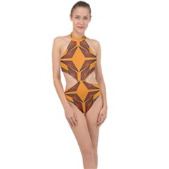 Abstract Pattern Geometric Backgrounds  Halter Side Cut Swimsuit by Eskimos