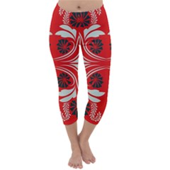 Folk Flowers Print Floral Pattern Ethnic Art Capri Winter Leggings  by Eskimos