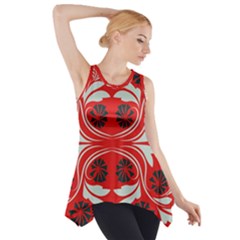 Folk Flowers Print Floral Pattern Ethnic Art Side Drop Tank Tunic by Eskimos