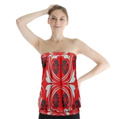 Folk Flowers Print Floral Pattern Ethnic Art Strapless Top by Eskimos