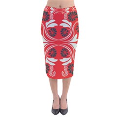 Folk Flowers Print Floral Pattern Ethnic Art Velvet Midi Pencil Skirt