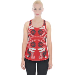 Folk Flowers Print Floral Pattern Ethnic Art Piece Up Tank Top by Eskimos