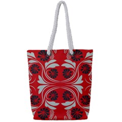 Folk Flowers Print Floral Pattern Ethnic Art Full Print Rope Handle Tote (small) by Eskimos