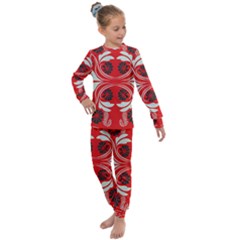 Folk Flowers Print Floral Pattern Ethnic Art Kids  Long Sleeve Set  by Eskimos