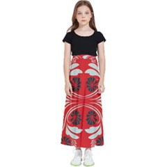 Folk Flowers Print Floral Pattern Ethnic Art Kids  Flared Maxi Skirt by Eskimos