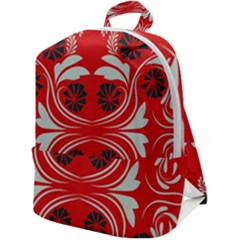 Folk Flowers Print Floral Pattern Ethnic Art Zip Up Backpack by Eskimos