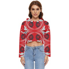 Folk Flowers Print Floral Pattern Ethnic Art Women s Lightweight Cropped Hoodie by Eskimos