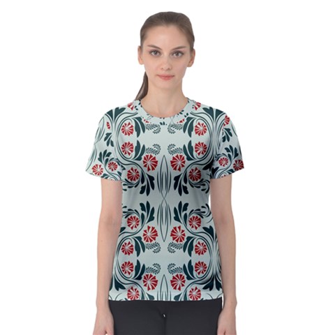 Folk Flowers Print Floral Pattern Ethnic Art Women s Sport Mesh Tee by Eskimos