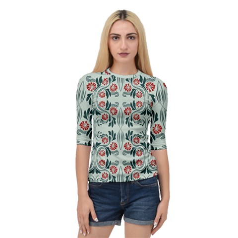 Folk Flowers Print Floral Pattern Ethnic Art Quarter Sleeve Raglan Tee by Eskimos