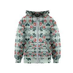 Folk Flowers Print Floral Pattern Ethnic Art Kids  Zipper Hoodie by Eskimos