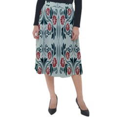 Folk Flowers Print Floral Pattern Ethnic Art Classic Velour Midi Skirt  by Eskimos