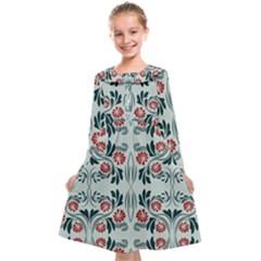 Folk Flowers Print Floral Pattern Ethnic Art Kids  Midi Sailor Dress by Eskimos