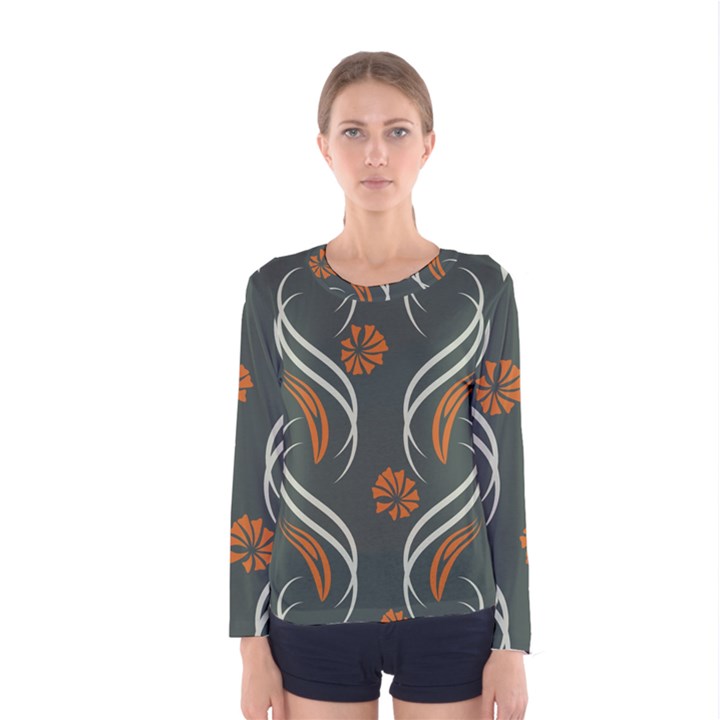 Folk flowers print Floral pattern Ethnic art Women s Long Sleeve Tee