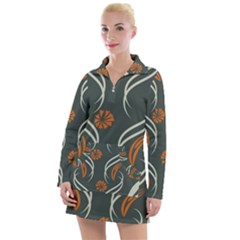 Folk Flowers Print Floral Pattern Ethnic Art Women s Long Sleeve Casual Dress by Eskimos